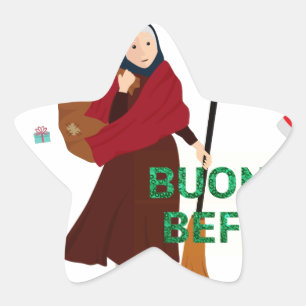 christmas Witch buona Befana Star Sticker
