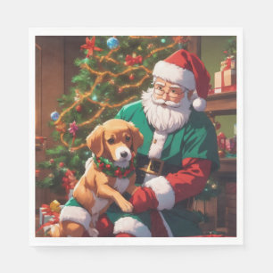 Christmas with a happy dog napkin