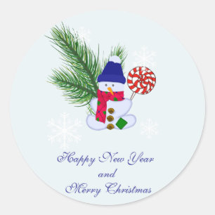 Christmas with a Snowman Classic Round Sticker