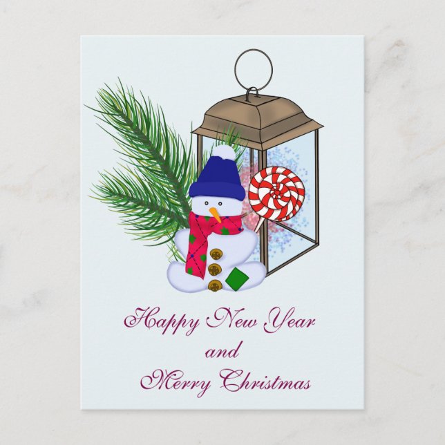 Christmas with a Snowman Postcard (Front)