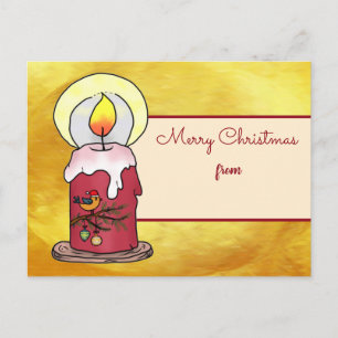 Christmas with candle postcard