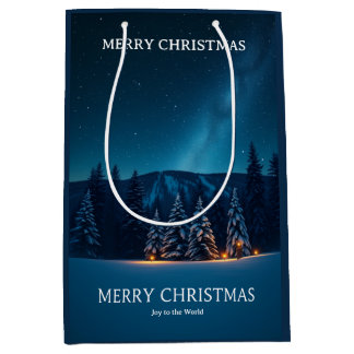 Christmas with Celestial Moon Phases, Winter Night Medium Gift Bag
