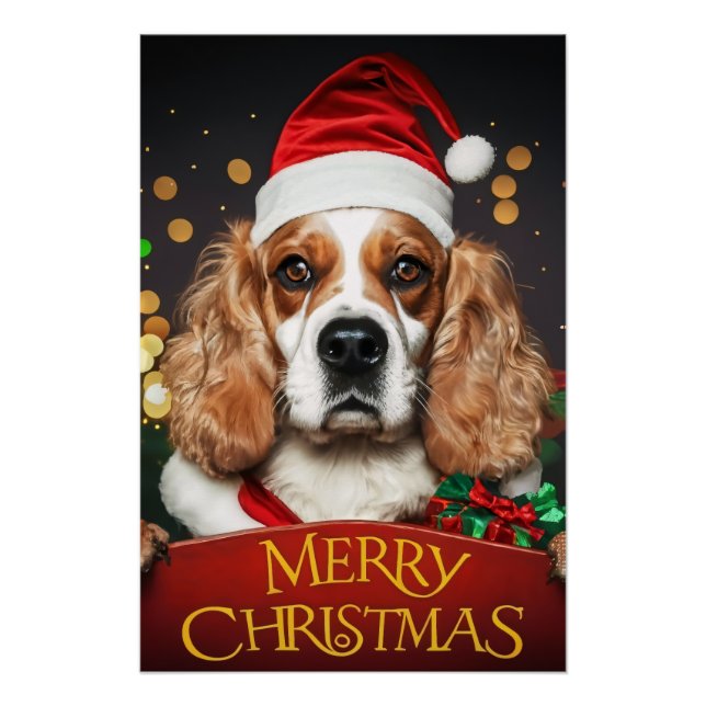 Christmas with Cocker Spaniel Poster (Front)