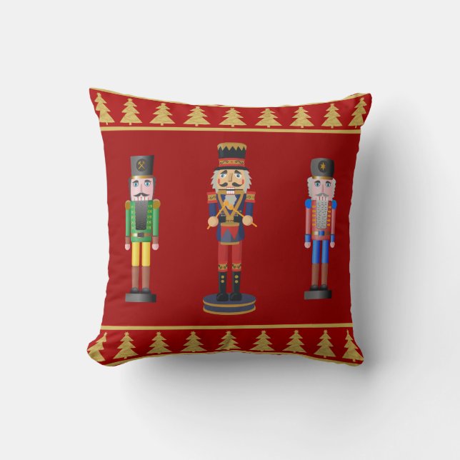 Christmas with golden nuts and pines cushion (Front)