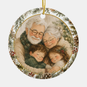 Christmas With Grandma & Grandpa Family Keepsake Ceramic Ornament
