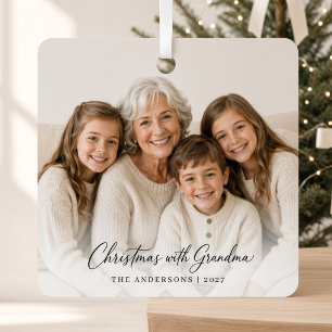Christmas With Grandma Personalised Grandchildren Metal Tree Decoration