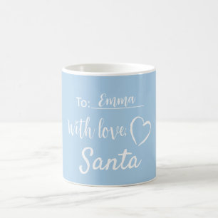 Christmas With Love From Santa Blue White Coffee Mug
