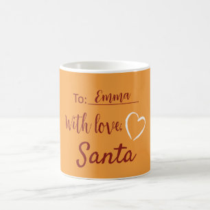 Christmas With Love From Santa Orange Red Coffee Mug