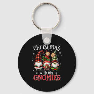 Christmas With My Gnomies Buffalo Plaid Gnome Fami Key Ring
