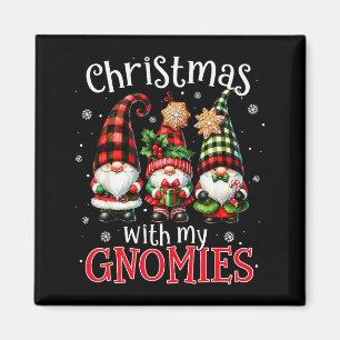 Christmas With My Gnomies Buffalo Plaid Gnome Fami Magnet