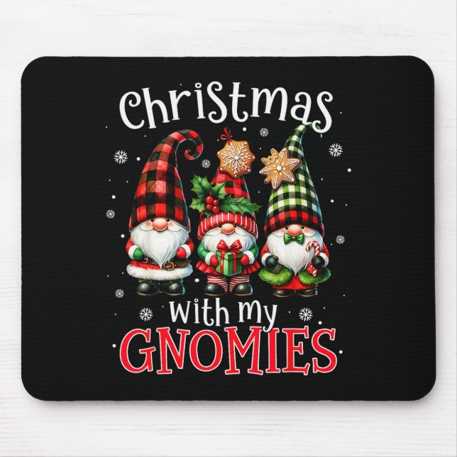 Christmas With My Gnomies Buffalo Plaid Gnome Fami Mouse Pad (Front)