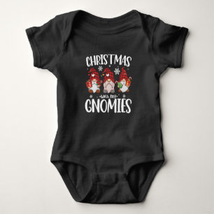 Christmas With My Gnomies Buffalo Red Plaid Gnome Baby Bodysuit