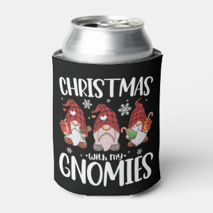 Christmas With My Gnomies Buffalo Red Plaid Gnome  Can Cooler