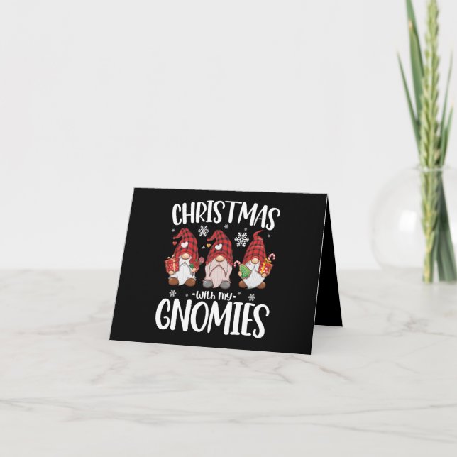 Christmas With My Gnomies Buffalo Red Plaid Gnome  Thank You Card (Front)