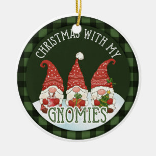 Christmas with my Gnomies Ceramic Ornament