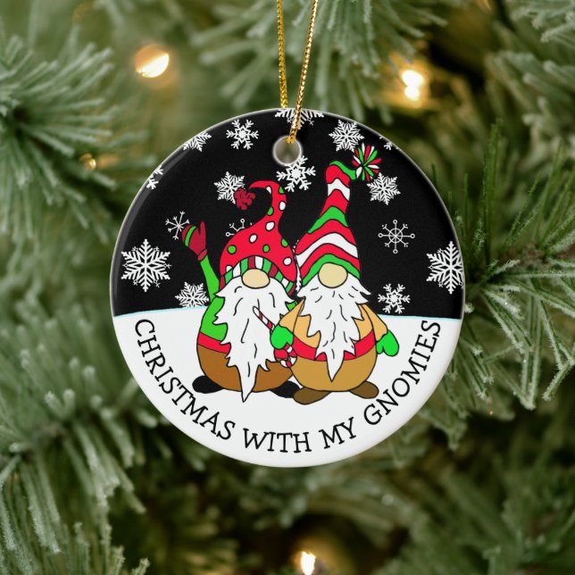 Christmas with my Gnomies Ceramic Ornament (Tree)