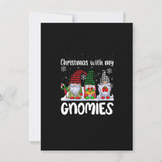 Christmas with my Gnomies Cute Gnome Buffalo Plaid Invitation