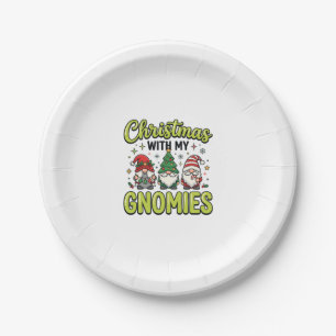 Christmas With My Gnomies Gnome Design Paper Plate
