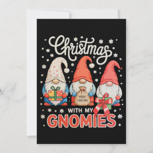 Christmas With My Gnomies Gnome Xmas Lights Family Holiday Card