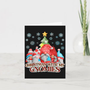 Christmas With My Gnomies Plaid Gnome Group Pajama Card