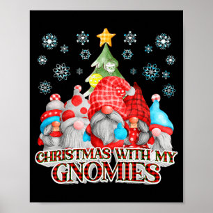 Christmas With My Gnomies Plaid Gnome Group Pajama Poster