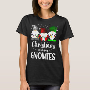 Christmas With My Gnomies Xmas Buffalo Plaid Gnome T-Shirt