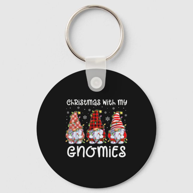 Christmas With My Gnomies Xmas Gnome Family Christ Key Ring (Front)