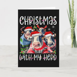 Christmas With My Herd Cow Farmer Card