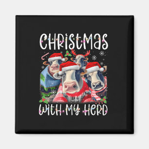 Christmas With My Herd Cow Farmer  Magnet