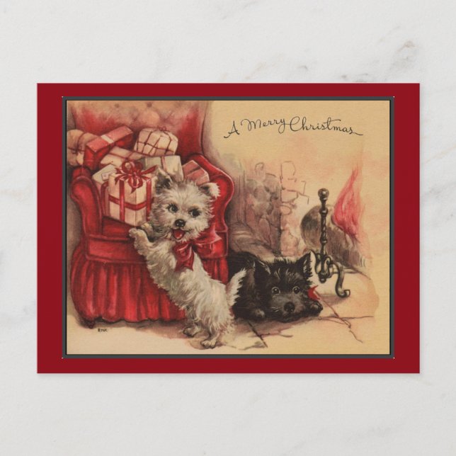 Christmas With My Puppies Holiday Postcard (Front)