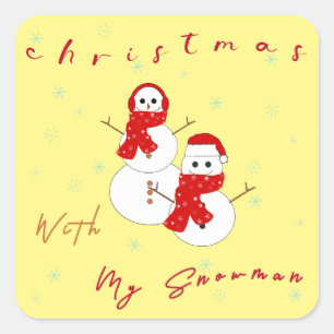 Christmas With My Snowman Cute Christmas Sticker
