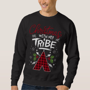 Christmas With My Tribe Buffalo Plaid Family Match Sweatshirt
