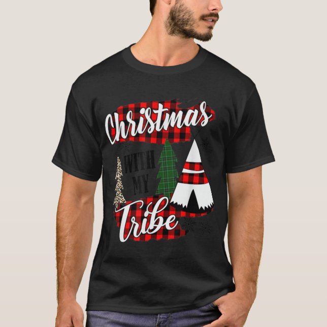 christmas with my tribe pajama family leopard T-Shirt (Front)