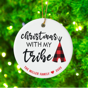 Christmas With My Tribe Photo, Name & Year Ceramic Ornament