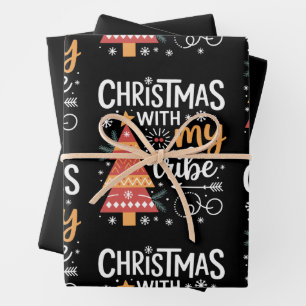 Christmas With My Tribe Xmas Matching Family Wrapping Paper Sheet