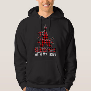 Christmas With My Tribes Xmas Buffalo Plaid Family Hoodie