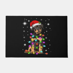 Christmas With Rottweiler Dog Doormat