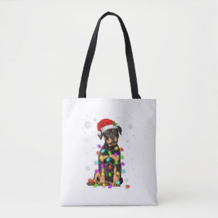 Christmas With Rottweiler Dog Tote Bag