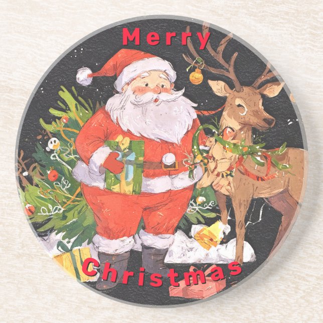Christmas with Santa - Holiday Season Coaster (Front)