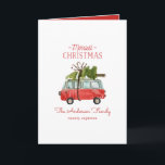 christmas with the...vintage watercolor van card<br><div class="desc">Get in the festive mood with this fun watercolor car and christmas tree design. A beautiful hand painted red car and green tree, gives a traditional rustic feel, which is complimented by modern, trendy, bold script font. The text can be personalised with your family name and message to make it...</div>
