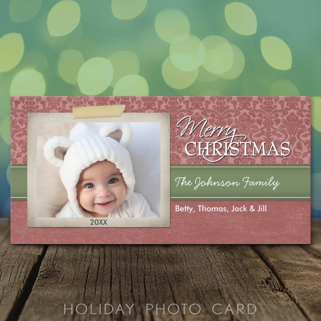 Christmas - with vintage photo border - holiday card (Classic Holiday Photo Card)