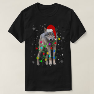 Christmas Wolf Festive Holiday Lights Design T-Shirt