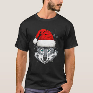 Christmas Wolf Santa Clause Navidad Xmas Holiday W T-Shirt
