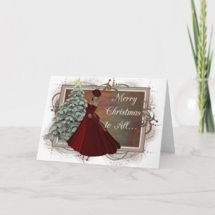 Christmas Woman (Red Dress Design) Greeting Card