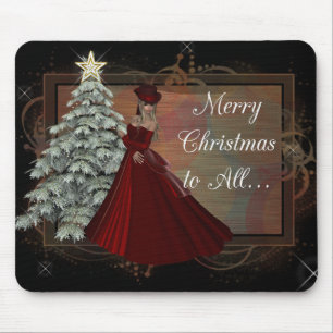 Christmas Woman (Red Dress Design) Mousepad