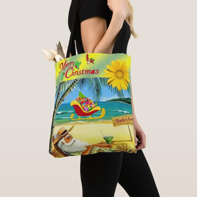 Christmas Women's Tote Bags, Beach Santa Bag (Close Up)