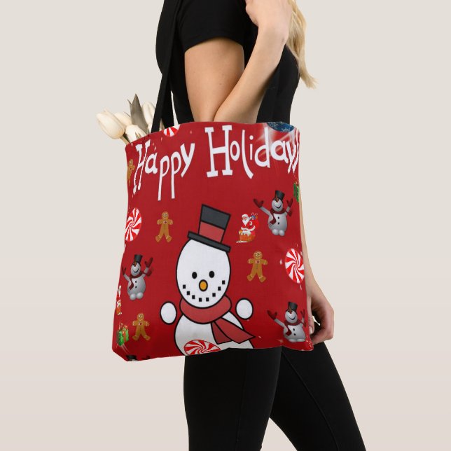Christmas Women's Tote Bags, Happy Holidays (Close Up)