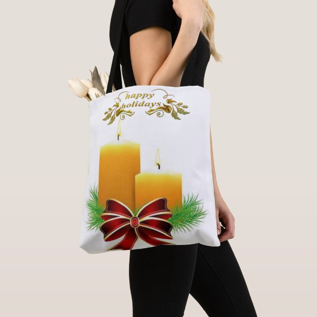 Christmas Women's Tote Bags, Happy Holidays Bag (Close Up)