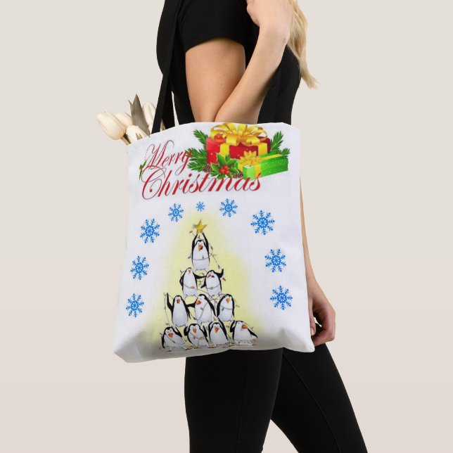 Christmas Women's Tote Bags, Penguin (Close Up)