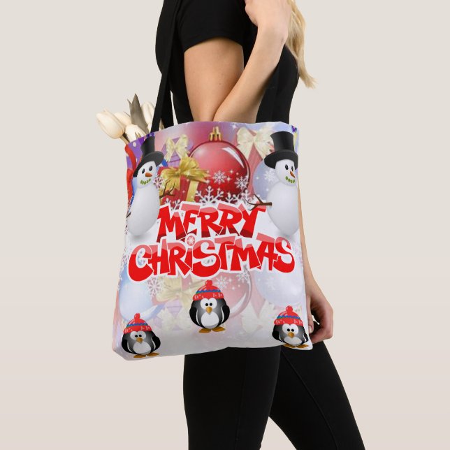 Christmas Women's Tote Bags, Penguin (Close Up)